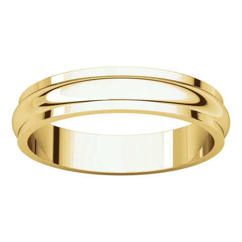 14k Yellow Gold 4mm Half Round Edge Band, Size 4.5