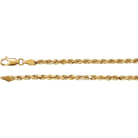 14k Yellow Gold 2.8mm Diamond Cut Rope 16" Chain