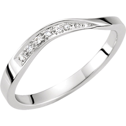 14k White Gold Stackable Diamond Wave Ring, Size 7