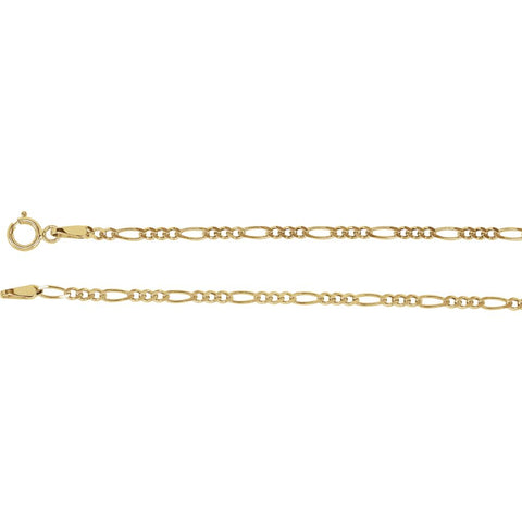 14k Yellow Gold 2mm Solid Figaro 20" Chain