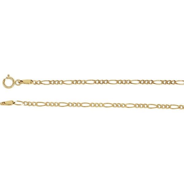 14k Yellow Gold 2mm Solid Figaro 16" Chain