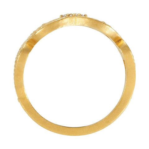 14k Yellow Gold .06 CTW Diamond Granulated Ring, Size 7