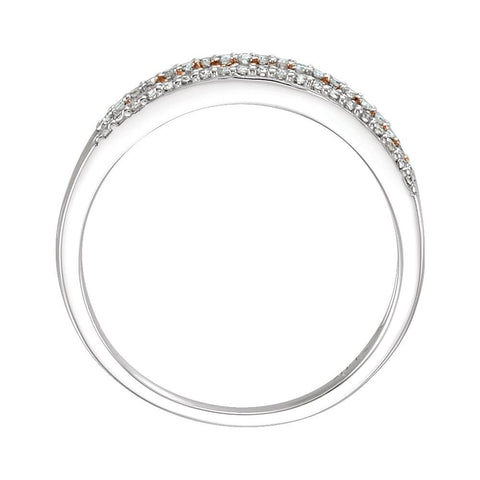 14k White Gold & 14K Rose Gold Plated 1/4 CTW Diamond Ring, Size 7