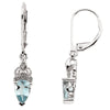 Pair of 8X5 mm and 0.04 CTTW Genuine Aquamarine and Diamond Earrings in 14K White Gold