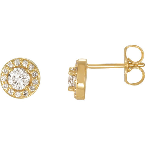14k Yellow Gold 5/8 CTW Diamond Halo-Style Earrings