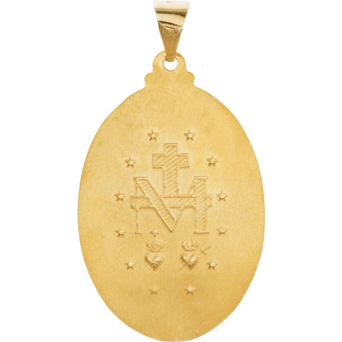 14k Yellow Gold 29x20.25mm Oval Hollow Miraculous Medal