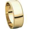 14k Yellow Gold 7mm Light Milgrain Band, Size 9.5