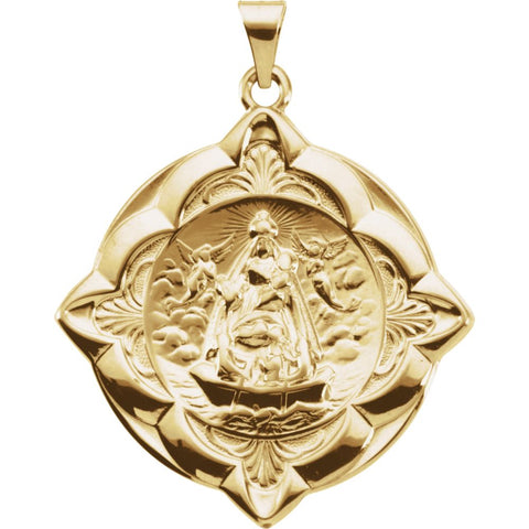 14k Yellow Gold 31x31mm Caridad del Cobre Medal