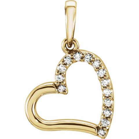 14k Yellow Gold .07 CTW Diamond Heart Pendant