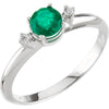 0.04 CTTW Genuine Emerald and Diamond Ring in 14k White Gold ( Size 6 )