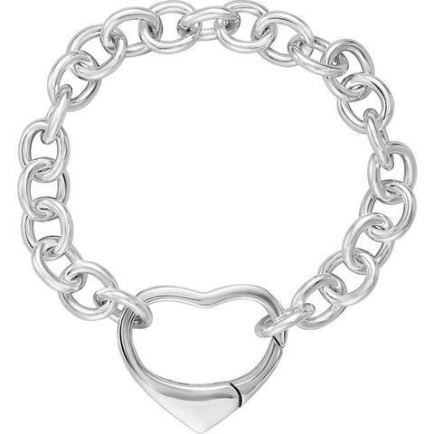 Bracelet with Heart-Shaped Clasp in Sterling Silver ( 7.50-Inch )
