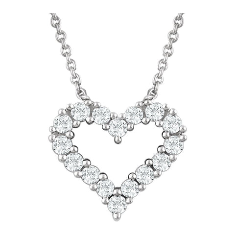 14k White Gold 1/4 CTW Diamond Heart 18" Necklace