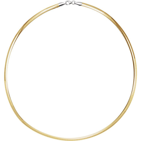 Sterling Silver & 14k Yellow Gold 4mm Reversible Omega 16" Chain