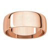 14k Rose Gold 7mm Half Round Light Band, Size 6.5