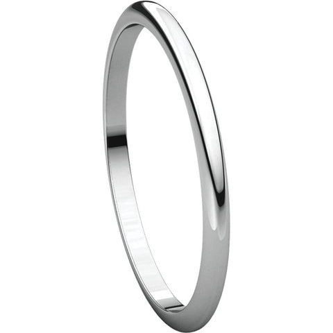 Platinum 1.5mm Half Round Band , Size 7