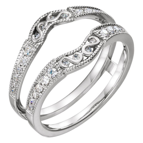 14k White Gold 1/3 CTW Diamond Ring Guard, Size 7