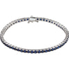 14K White Gold Lab Created Blue Sapphire Line 7.25-Inch Bracelet