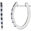 14K White Gold 1/5 CTW Sapphire & Diamond Hoop Earrings