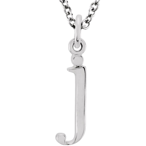 14k White Gold "j" Lowercase Initial 16" Necklace