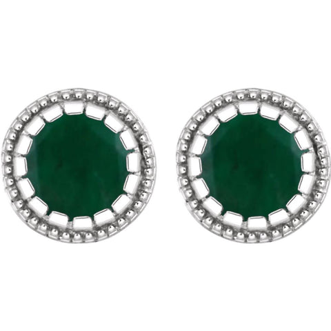 14k White Gold Emerald "May" Birthstone Earrings