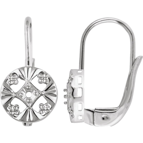 14k White Gold 2mm Round Earring Mountings