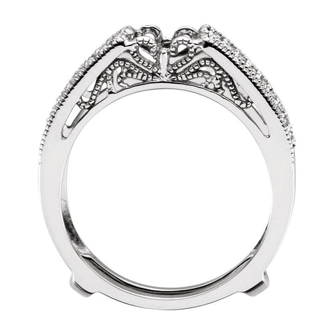 14k White Gold 1/4 CTW Diamond Ring Guard, Size 7