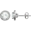 14K White Gold Created White Sapphire & 1/8 CTW Diamond Earrings