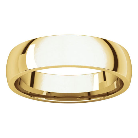 10k Yellow Gold 5mm Light Comfort Fit Band, Size 14