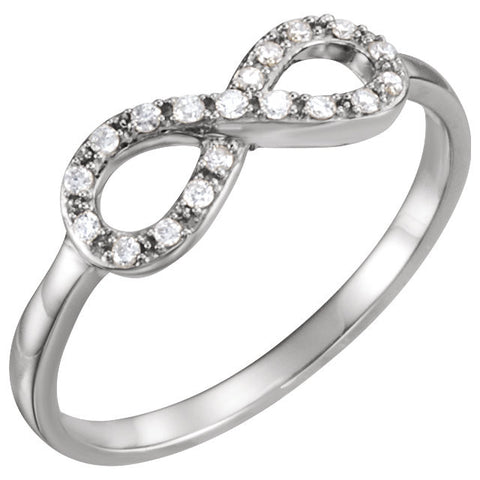 14k White Gold 1/8 CTW Diamond Infinity-Inspired Ring, Size 7