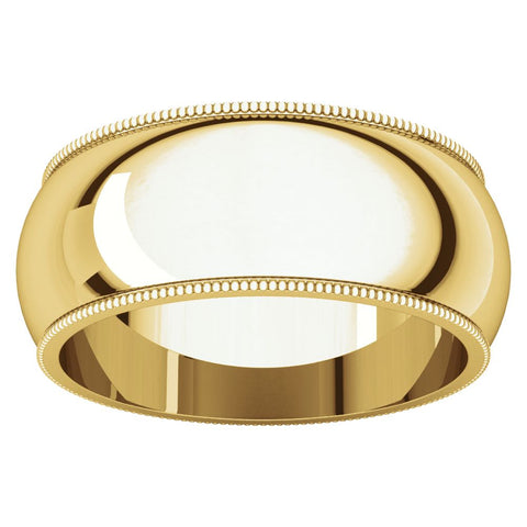 14k Yellow Gold 8mm Milgrain Band, Size 7.5