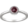 14k White Gold Pink Tourmaline "October" Birthstone Ring, Size 7