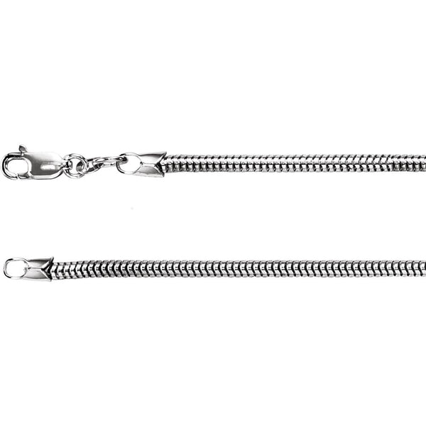Sterling Silver 2.5mm Round Snake 20" Chain