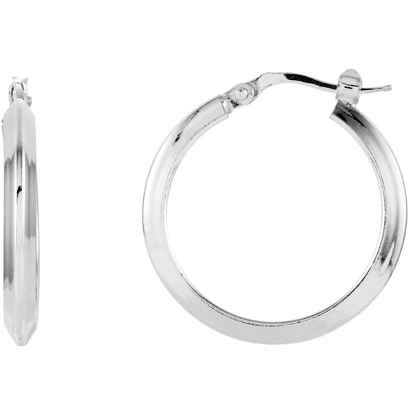 Sterling Silver 24mm Round Knife Edge Tube Style Hoop Earrings