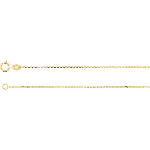 14k Yellow Gold 1mm Diamond Cut Cable 7" Chain