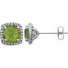 Pair of 0.015 CTTW Halo-Styled Button Earrings in Sterling Silver