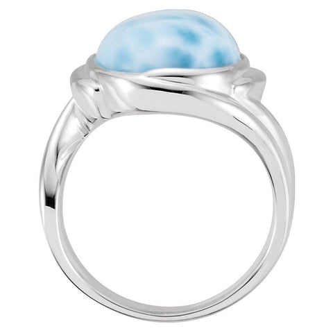 Sterling Silver Cabochon Larimar Ring, Size 9