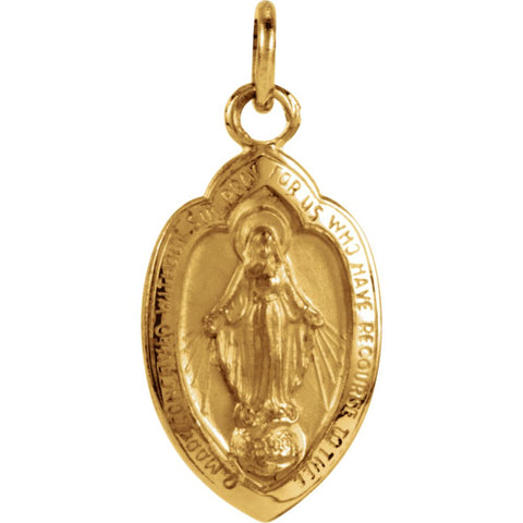 14k Yellow Gold 13x8mm Badge-Shaped Miraculous Medal