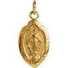 13.00x08.00 mm Badge-shaped Miraculous Medal in 14K Yellow Gold