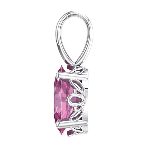 14k White Gold Pink Tourmaline Pendant
