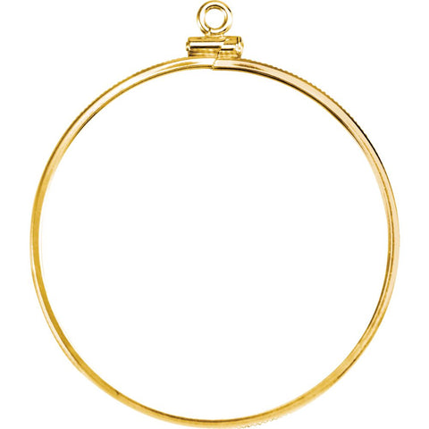 14k Yellow Gold 38.2x2.8mm Coin Edge Screw-Top Frame Mounting for U.S. $1.00 Coin