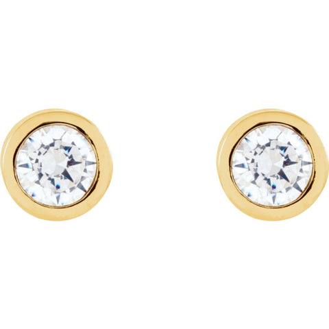 14k Yellow Gold Bezel Set Solitaire Earrings