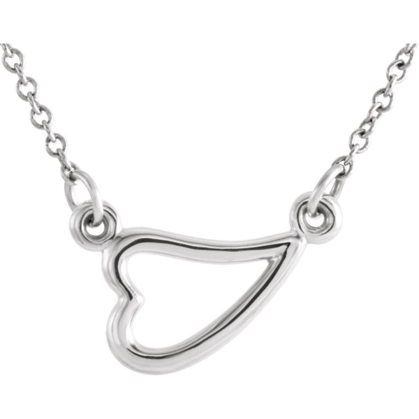 14k White Gold Heart 16-18" Adjustable Necklace