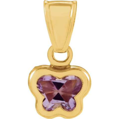 14k Yellow Gold February CZ Birthstone Pendant