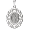 22.00x15.50 mm Miraculous Medal in 14K White Gold
