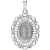 22.00x15.50 mm Miraculous Medal in 14K White Gold
