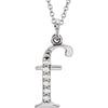 14K White Gold 0.03 CTW Diamond Lowercase Letter "F" Initial 16-Inch Necklace