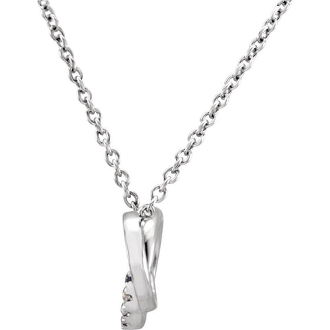 14k White Gold .06 CTW Diamond Circle 18" Necklace