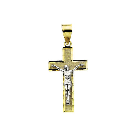14K Yellow & White 26.5x15.25mm Crucifix Pendant