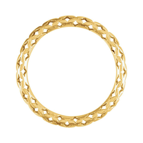 14k Yellow Gold 3mm Pierced Style Ring, Size 7