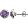 14K White Gold Amethyst & 1/8 CTW Diamond Earrings
